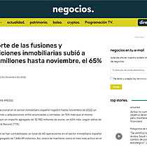 El importe de las fusiones y adquisiciones inmobiliarias subi a 12.780 millones hasta noviembre, el 65% ms